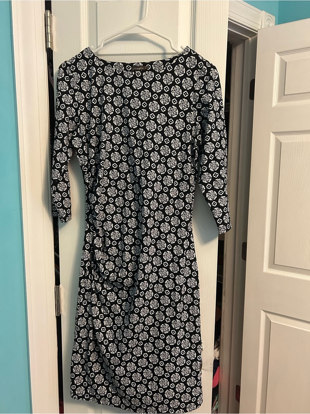 J. McLaughlin Black and White Floral Midi Dress